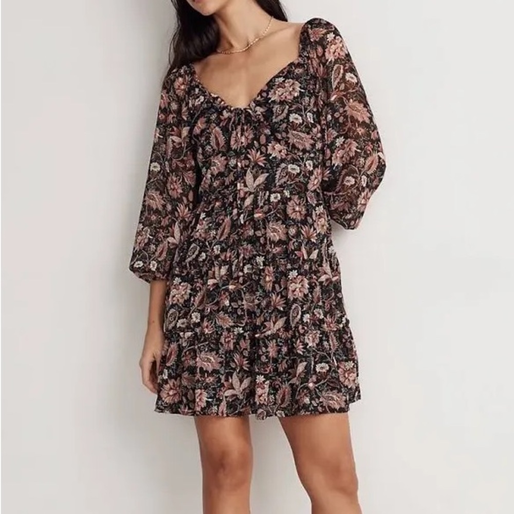 Madewell dress amalia pampas metallic floral